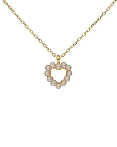 Victoria Cruz Pozlacený náhrdelník Srdce s perličkami Sera A5575-00DG