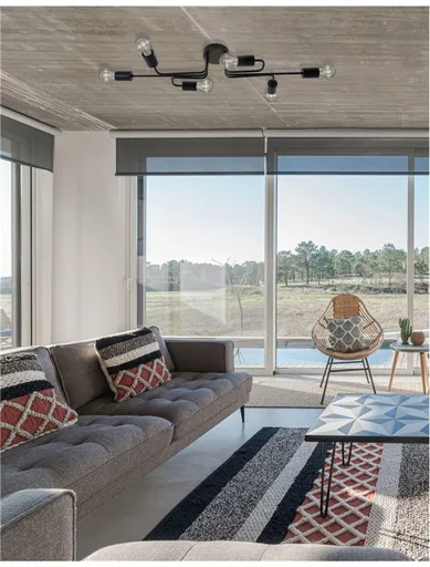 NOVA LUCE stropní svítidlo GRANSO černý kov E27 6x12W 230V IP20 bez žárovky 9156306