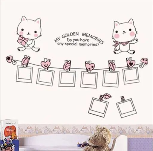 Samolepka na zeď Kočičky (včetně rámů na vlastní fotografie) - Nalepimeto