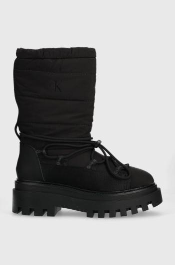 Sněhule Calvin Klein Jeans FLATFORM SNOW BOOT NYLON WN černá barva, YW0YW01146