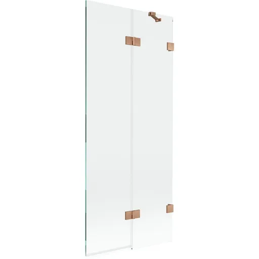 MEXEN/S Lunar vanová zástěna 2-křídlová pravá 80 x 150, transparent, měď kartáčovaná 897-080-100-65-00-P