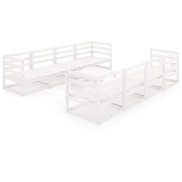 9dílná zahradní sedací souprava bílá masivní borovice, 3075375 (3075375)