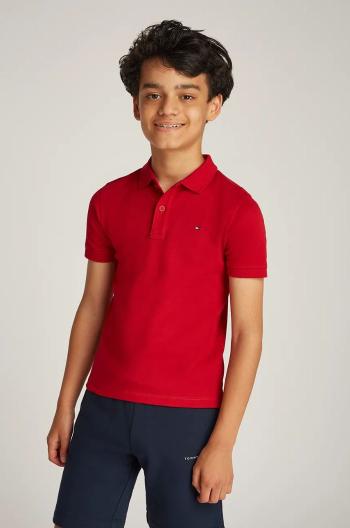 Dětská bavlněná polokošile Tommy Hilfiger červená barva, KB0KB09333