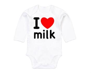 Dětské body dlouhý rukáv BIO I Love milk