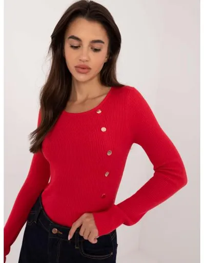 Dámský svetr s knoflíky červený
