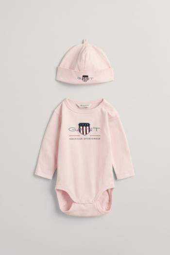 DĚTSKÝ SET GANT ARCHIVE SHIELD BODY AND BEANIE CRYSTAL PINK