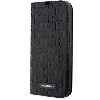 Karl Lagerfeld Saffiano Monogram Book Pouzdro pro iPhone 14 Pro Max Black (KLBKP14XSAKLHPK)