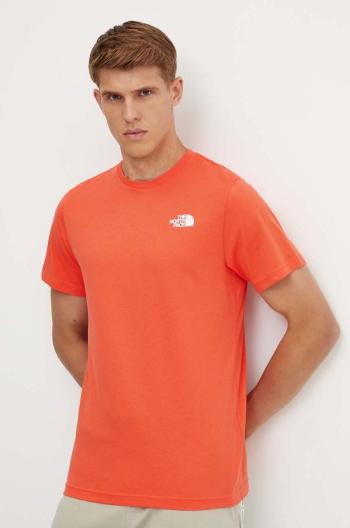 Bavlněné tričko The North Face S/S Redbox Tee oranžová barva, s potiskem, NF0A87NP5OM1