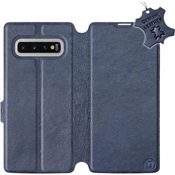 Flip pouzdro na mobil Samsung Galaxy S10 Plus - Modré - kožené -   Blue Leather (5903226813339)