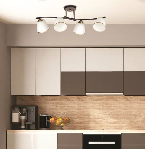 Stropní lampa Greco hnědá+zlatá 4x40 E27 bílé stínidlo