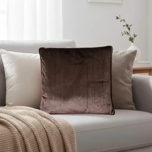 Dekorační sametový polštář, 45 x 45 cm, hnědý