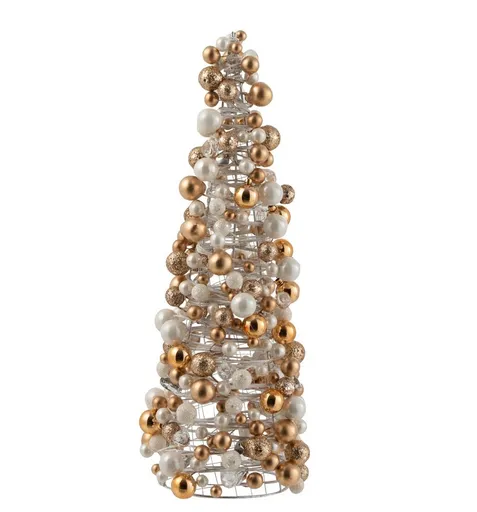 Měděno-krémový perličkový stromek Baubles - Ø 18*45 cm J-Line by Jolipa