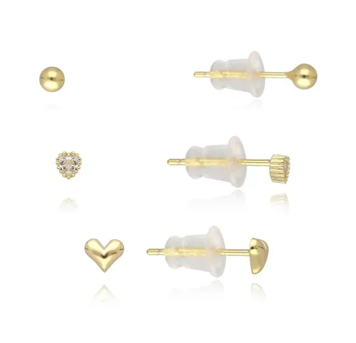 MOISS Romantická sada pozlacených náušnic E0004641 (3 páry náušnic)