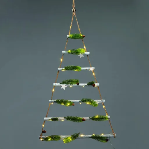 ACA Lighting Závěsná dekorace vánoční strom 40 LED teplá bílá na baterie 2xAA 47x85cm IP20 30cm přívodní kabel X13401123