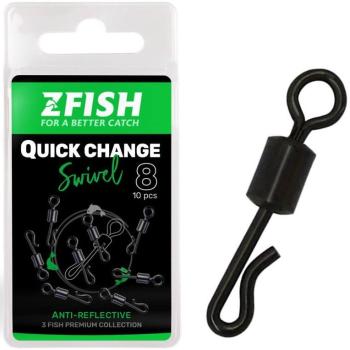 Zfish obratlík quick change swivel matt 10 ks - velikost 8 nosnost 28 kg