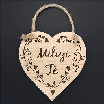 AMADEA Dřevěné srdce s nápisem Miluji Tě, masivní dřevo, 16 x 15 cm (39203-00)