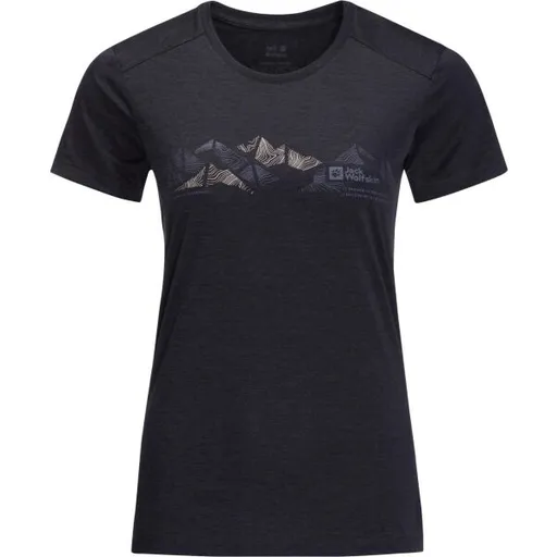 Jack Wolfskin CROSSTRAIL GRAPHIC T W Dámské funkční triko, černá, velikost