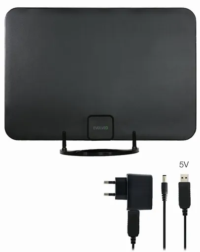 EVOLVEO Xany 2A, 230/5V, aktivní pokojová anténa FM/DAB+/DVB-T2, filtr LTE, 4G, 5G