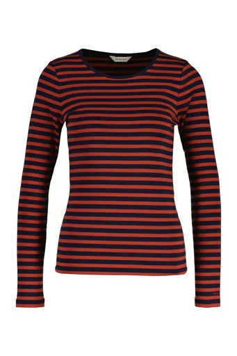 TRIČKO GANT SLIM STRIPED RIBBED LS T-SHIRT MODERN RUST