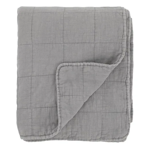 Šedý přehoz s opraným vzhledem Aix Vintage Quilt - 130*180 cm Chic Antique