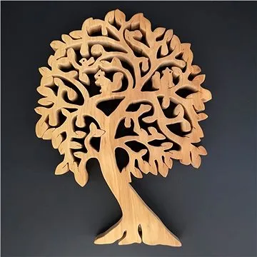 AMADEA Dřevěný strom s veverkami, masivní dřevo, výška 24 cm (20055-00)