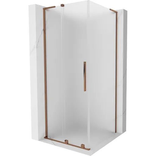 MEXEN/S Velar L sprchový kout, posuvné dveře 90 x 90, dekor, růžové zlato 871-090-090-33-60