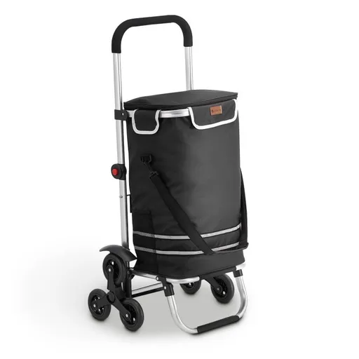 Nákupní vozík 3 v 1 na schody - objem 56 l, černý