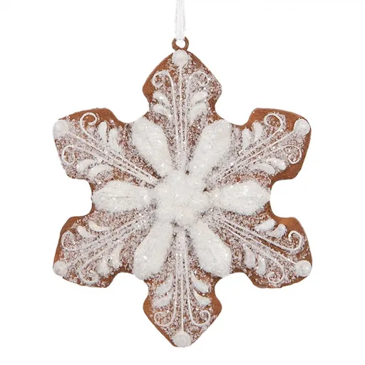 Závěsná dekorace perníková vločka Frosted Ginger - 9*1*10 cm Clayre & Eef