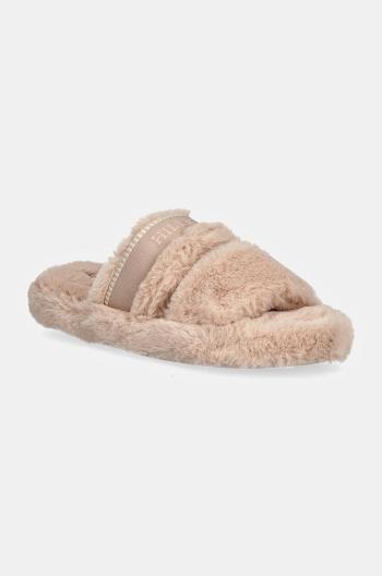 Pantofle Tommy Hilfiger HILFIGER FUR BASICS SLIPPER béžová barva, FW0FW08343