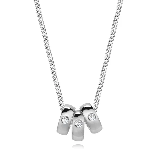 Diamantový náhrdelník ze stříbra 925 - tři prsteny s čirými brilianty