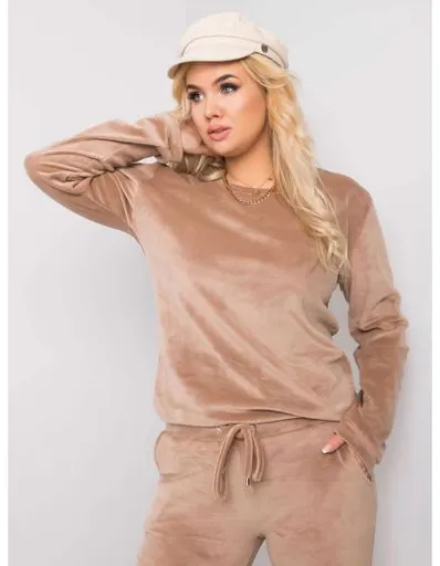 Dámský set velurový plus size JEANNE béžový