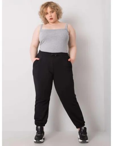 Dámské tepláky s vysokým pasem plus size AINHOA černé