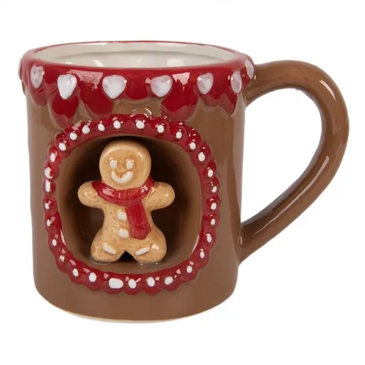 Hnědý hrnek perníček Gingerbread Man - 14*10*10 cm / 375 ml Clayre & Eef