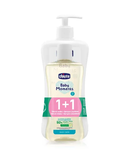 Chicco Tělové mléko s dávkovačem Baby Moments 500 ml + šampon 200 ml