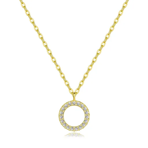 Náhrdelník ze stříbra 925 - kruh s čirými zirkony, zlatá barva