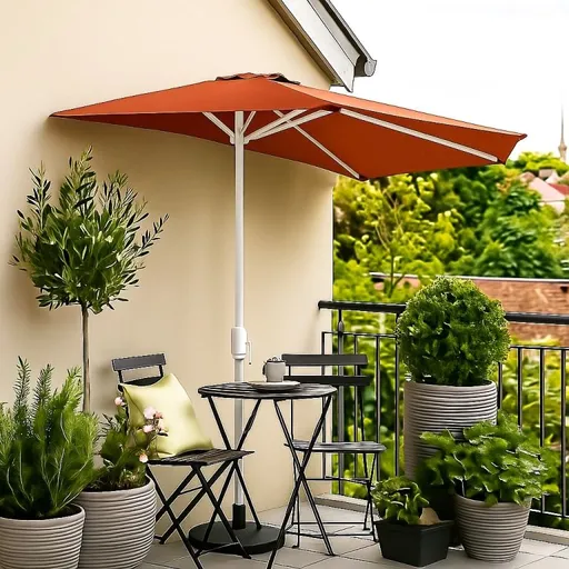 Garthen 6300 Půlkruhový zahradní slunečník - terakota - 2,7m