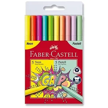 FABER-CASTELL Grip sada Neon a Pastel, 10 barev (155312)