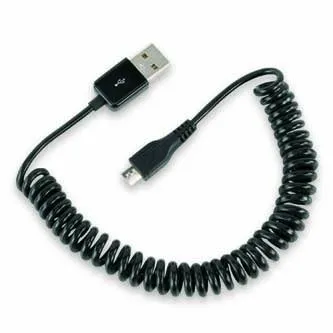 USB kabel (2.0), USB A samec - microUSB samec, 1m, kroucený, černý, DOPRODEJ