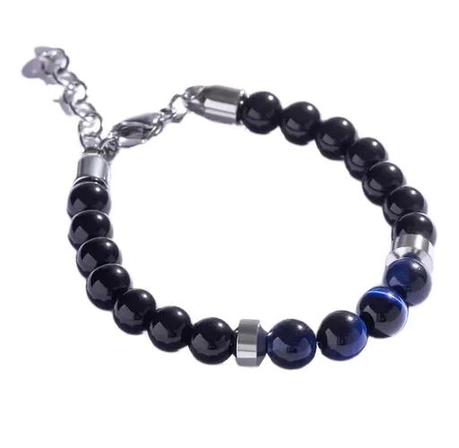 Marc Malone Stylový korálkový náramek s modrým tygřím okem MCGB5022