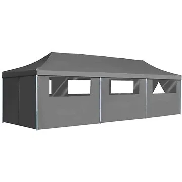 Skládací nůžkový stan s 8 bočními stěnami 3 x 9 m antracitový (44982)
