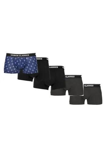 Urban Classics Boxer Shorts 5-Pack anchor aop+blk+blk+cha+cha - S