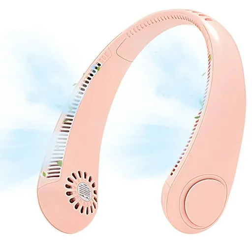 Přenosný ventilátor na krk, růžová