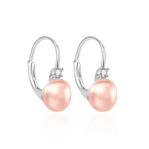 Agato Elegantní stříbrné náušnice s růžovými perlami AGT-E263LW-PPI