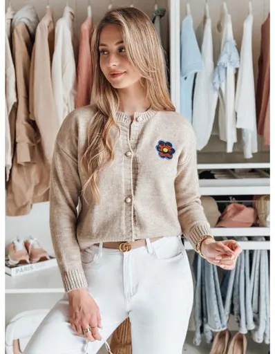 Dámský svetr jedné velikosti s výšivkou AMELIE béžový