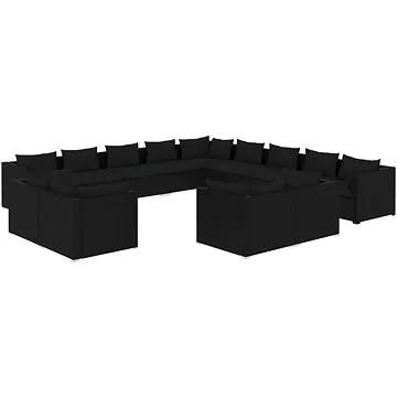 13dílná zahradní sedací souprava s poduškami černá polyratan, 3102904 (3102904)