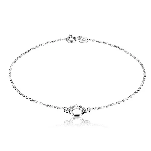 Stříbrný náramek 925 - lesklý kroužek s tečkovanou polovinou, jemný řetízek