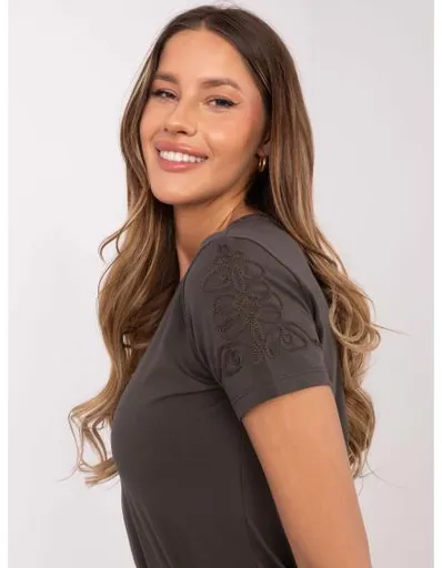 Khaki bavlněné tričko ve fitted střihu