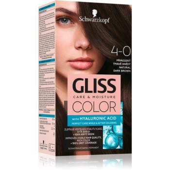 Schwarzkopf Gliss Color permanentní barva na vlasy odstín 4-0 Přirozený tmavě hnědý 2x60 ml