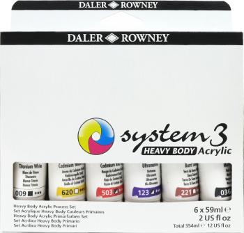 Daler Rowney System3 Sada akrylových barev Starter Set 6 x 59 ml