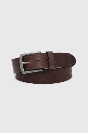 Kožený pásek Pepe Jeans PALMER BELT pánský, hnědá barva, PM021024